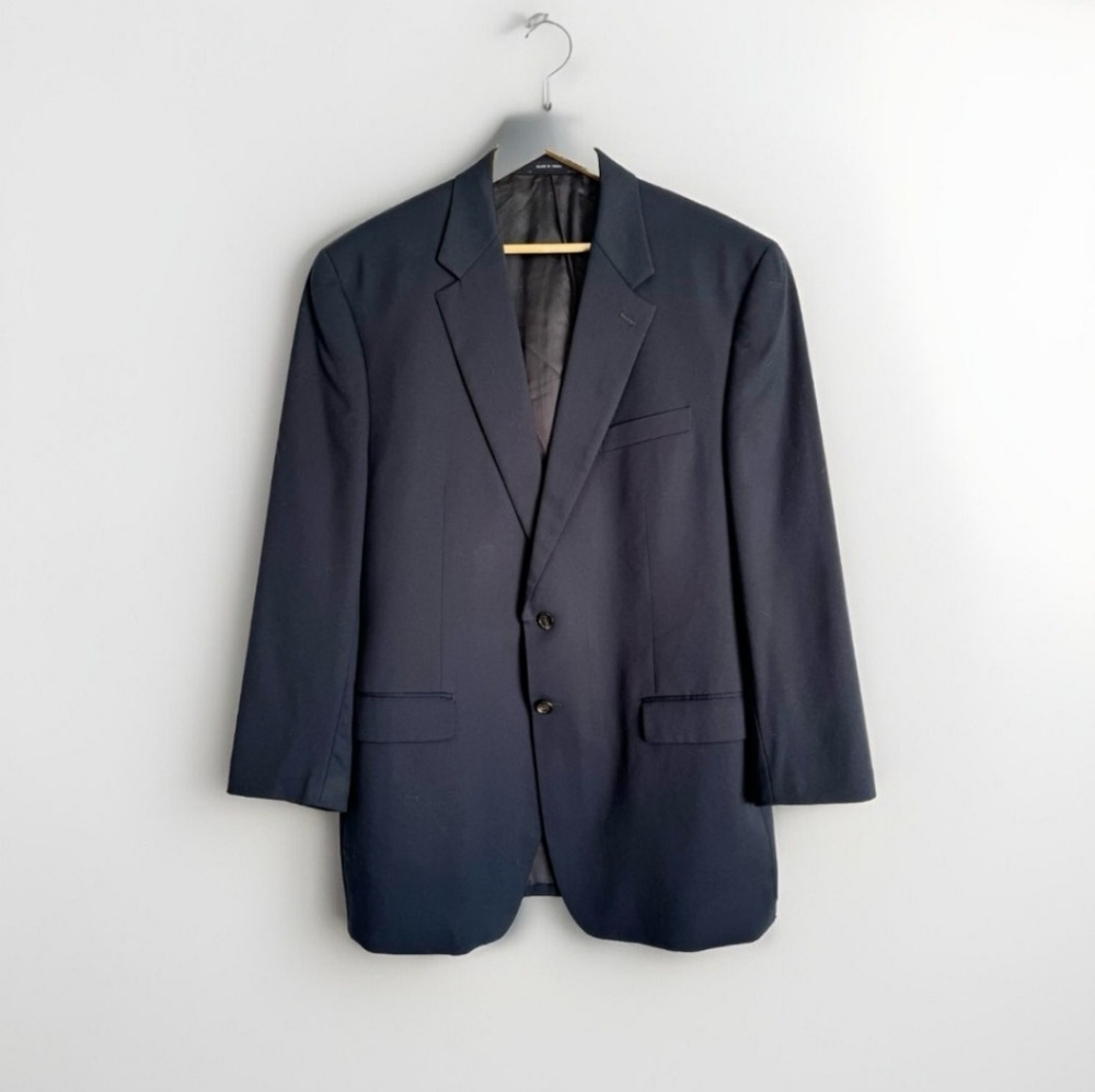 Ralph Lauren Men Blue Wool Blazer Jacket  46L Single Breasted Notched
